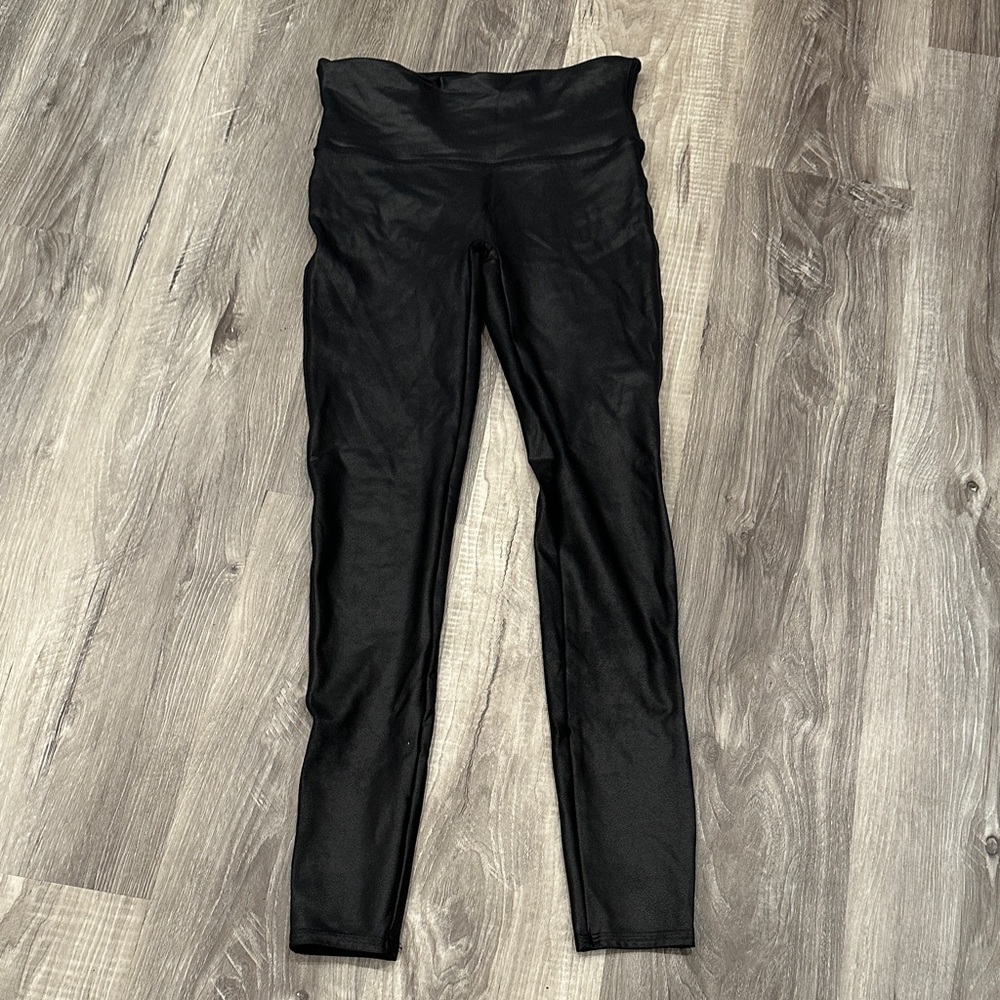 SPANX Black Faux Leather leggings Medium M EUC